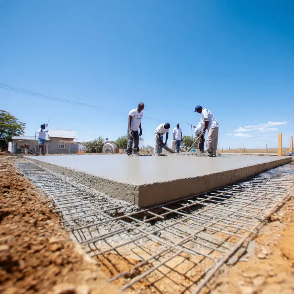 concrete slab Zimbabwe, concrete slab construction, durable concrete slab, long lasting concrete slab, how to pour concrete slab, concrete mixing ratio, cement to sand ratio, reinforced concrete slab, steel reinforcement mesh, rebar installation, slab thickness requirements, concrete curing process, curing time concrete slab, concrete strength durability, weather resistant concrete, hot climate concrete construction, Zimbabwe construction methods, building foundations Zimbabwe, residential concrete slab, commercial concrete slab, floor slab construction, ground slab preparation, site preparation for concrete, excavation for slab, compacted base layer, gravel base for concrete, sand bedding layer, concrete pouring process, concrete finishing techniques, screeding concrete, trowel finishing, crack prevention concrete, expansion joints concrete, moisture control slab, concrete maintenance tips, slab lifespan 30 years, structural engineering basics, construction materials Zimbabwe, building durability tips, cost of concrete slab Zimbabwe, concrete contractors Zimbabwe, civil construction Zimbabwe, foundation engineering, slab reinforcement methods