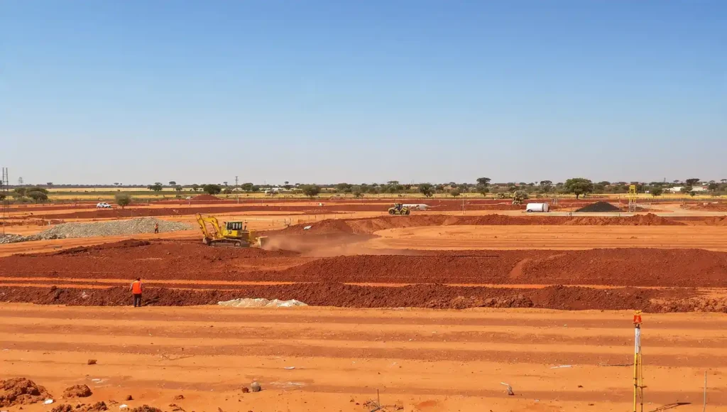 Earthworks and site clearing project showing land preparation, excavation, and grading for construction in Bulawayo.