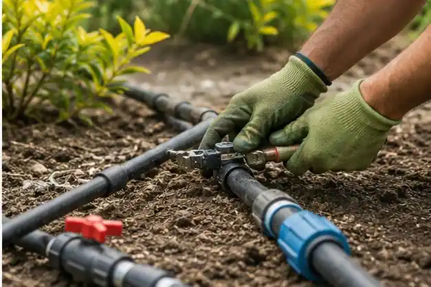 Irrigation pipes installation for a garden watering system in Bulawayo