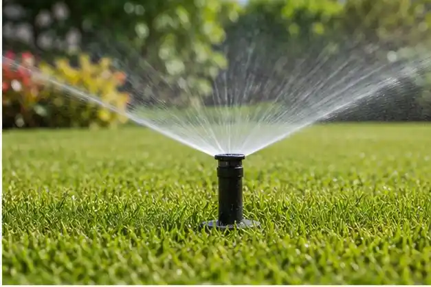 Lawn sprinkler system watering a residential garden in Bulawayo