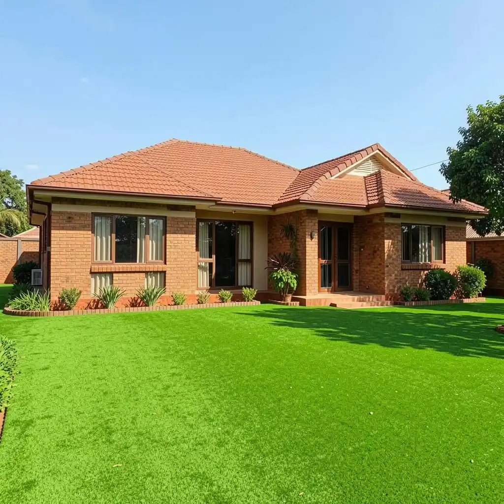 Artificial grass installed in a residential courtyard in Bulawayo creating a clean, dust-free, low-maintenance outdoor space.