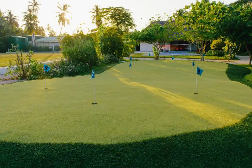 Artificial turf golf green in Bulawayo maintained for high-traffic use