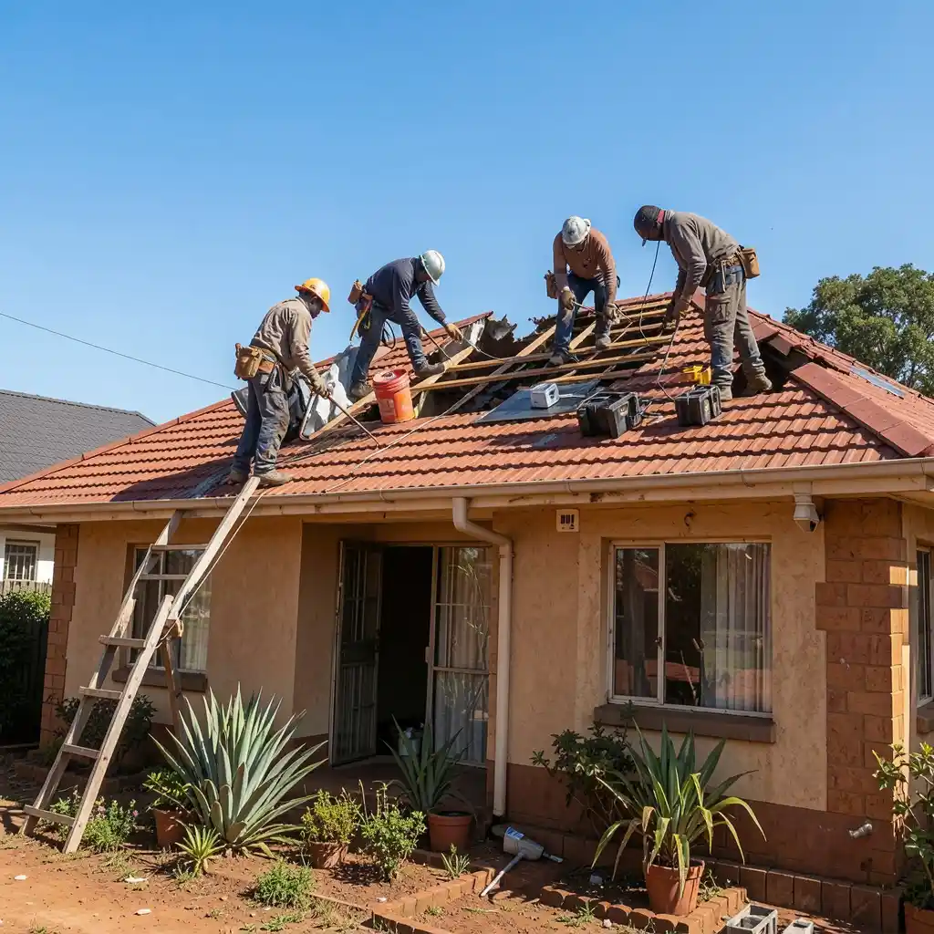 Roof repair work being carried out on a residential property in Bulawayo