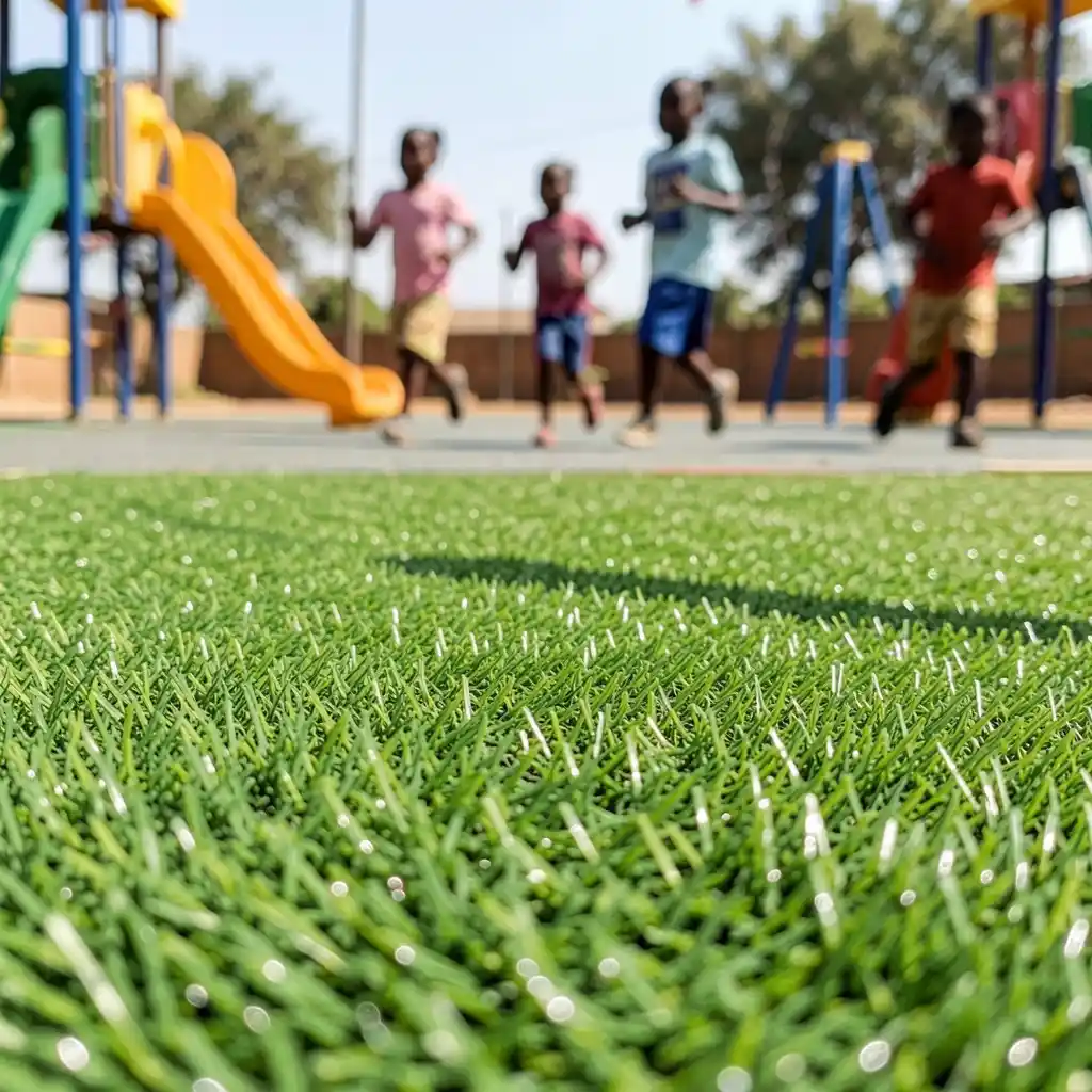 Artificial grass playground in Bulawayo providing a safer surface for children
